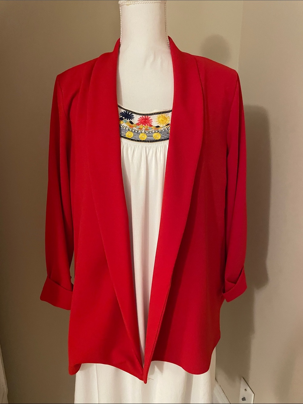 JODIFL Vibrant Red Tailored Open Blazer